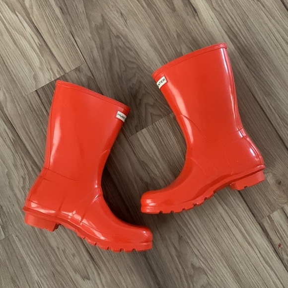 NWB hunter original short gloss orange rain boots - Picture 2 of 8